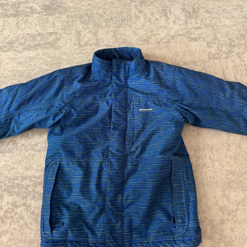 Patagonia Kids Boy's Large (Size 12) Puffer Ski Jacket Blue Striped, A50